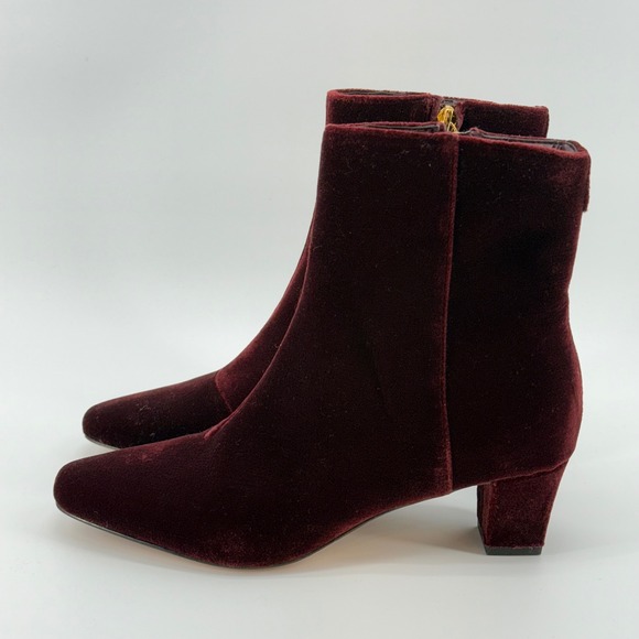 Lauren Ralph Lauren Willa Velvet Bootie Ankle Boots Zipper Burgundy Size 6 NEW - Picture 7 of 13